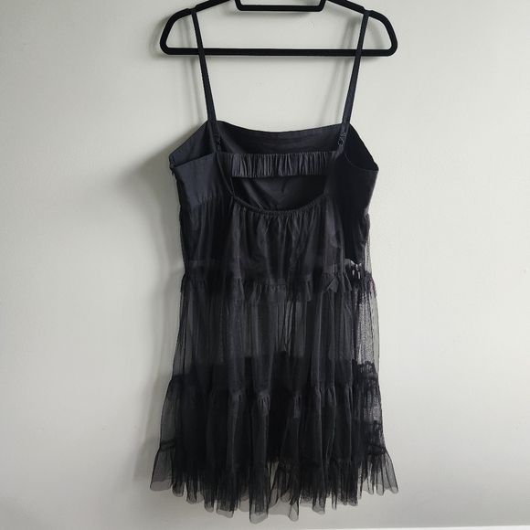 Anthropologie Maeve Tiered Tulle Tunic Dress Whimsigoth Witchy Dark Fairy Size L - Picture 4 of 11